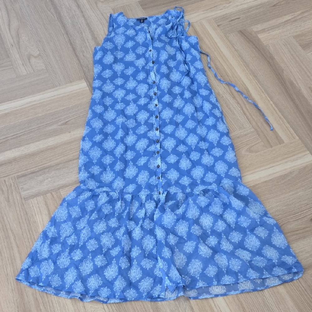 Lucky Brand Blue Maxi Trumpet Dress Medium
